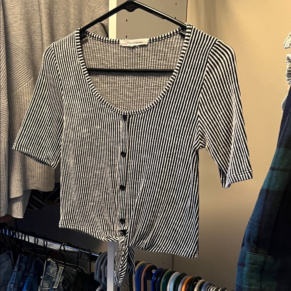 Black and White Striped Crop Top
